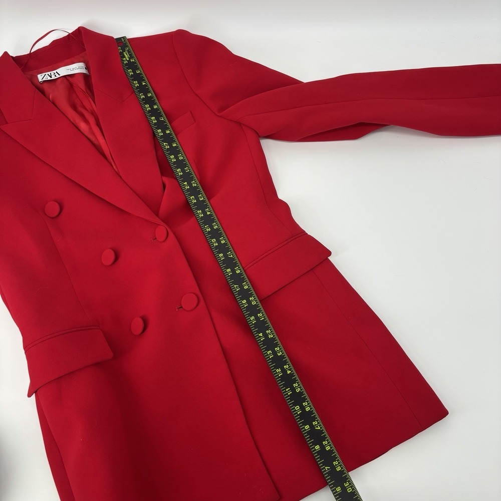 ZARA Womens Double Breasted Buttoned Blazer Bright Red Women's Small Oversized - Picture 7 of 8